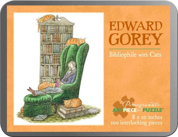 Pomegranate (AA765) - Edward Gorey: "Bibliophile with Cats" - 100 pieces puzzle