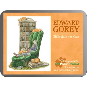 Pomegranate (AA765) - Edward Gorey: "Bibliophile with Cats" - 100 pieces puzzle