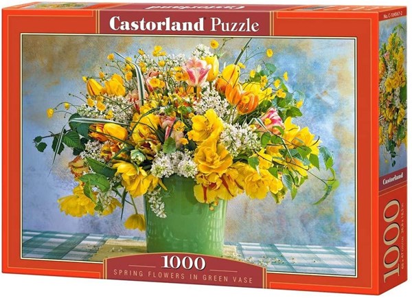 Castorland (C-104567) - "Spring Flowers in Green Vase" - 1000 pieces puzzle