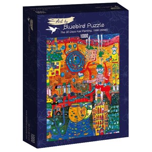Bluebird Puzzle (60064) - Friedensreich Hundertwasser: "The 30 Days Fax Painting, 1996" - 1000 pieces puzzle