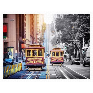 Pintoo (h2044) - "Cable Cars on California Street, San Francisco" - 1200 pieces puzzle