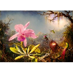 Bluebird Puzzle (60097) - Martin Johnson Heade: "Cattleya Orchid and Three Hummingbirds, 1871" - 1000 pieces puzzle