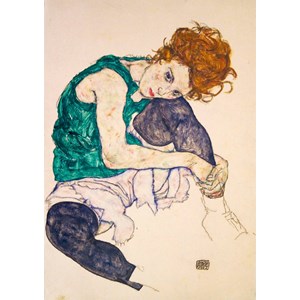 Bluebird Puzzle (60092) - Egon Schiele: "Seated Woman with Legs Drawn Up, 1917" - 1000 pieces puzzle