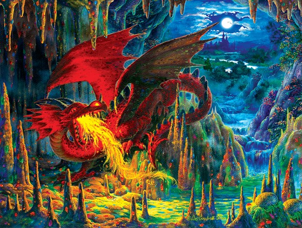 SunsOut (59775) - Liz Goodrick-Dillon: "Fire Dragon of Emerald" - 500 pieces puzzle