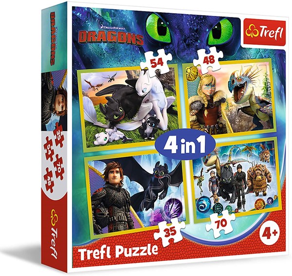 Trefl (34341) - "Dreamworks, Dragons" - 35 48 54 70 pieces puzzle