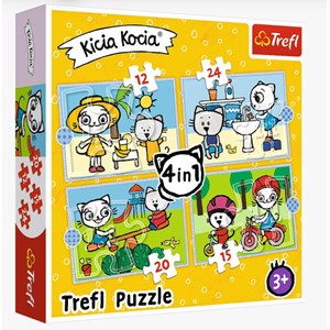 Trefl (34372) - "Kittykit day" - 12 15 20 24 pieces puzzle