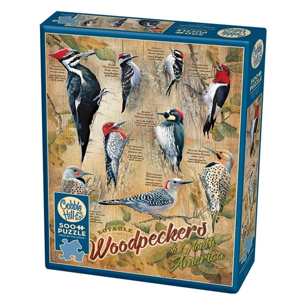 Cobble Hill (85007) - Susan Bourdet: "Notable Woodpeckers" - 500 pieces puzzle