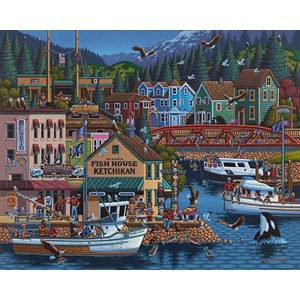 Dowdle Folk Art (00245) - Eric Dowdle: "Ketchikan, Alaska" - 500 pieces puzzle
