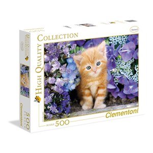 Clementoni (30415) - "Ginger Cat in Flowers" - 500 pieces puzzle