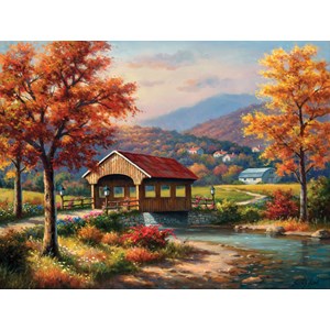 SunsOut (36610) - Sung Kim: "Covered Bridge in Fall" - 500 pieces puzzle