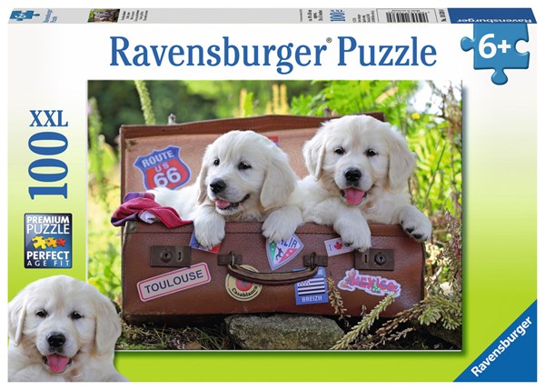 Ravensburger (10538) - "Traveling Pups" - 100 pieces puzzle