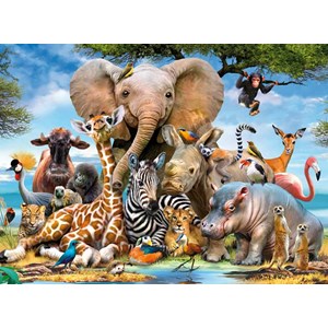 Ravensburger (13075) - Howard Robinson: "African Friends" - 300 pieces puzzle