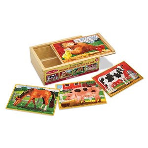 Melissa and Doug (3793) - "Farm Animals Puzzles in a Box" - 12 pieces puzzle