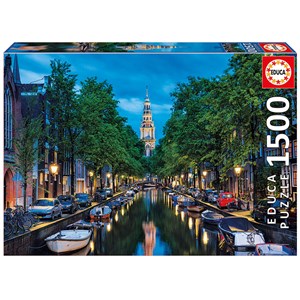 Educa (16767) - "Amsterdam Canal At Dusk" - 1500 pieces puzzle