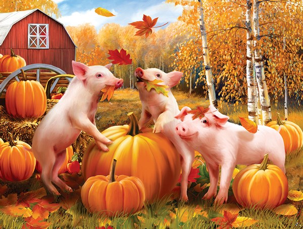 SunsOut (28657) - Tom Wood: "Pigs & Pumpkins" - 300 pieces puzzle