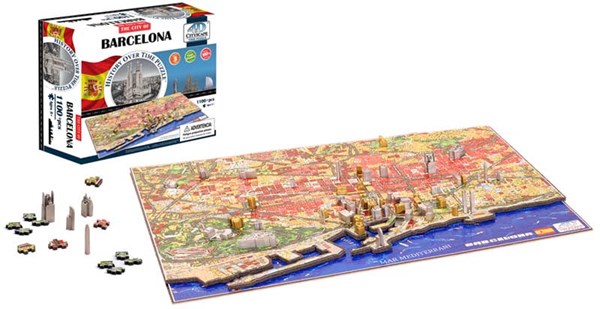 4D Cityscape (40050) - "Barcelona, Spain" - 1100 pieces puzzle