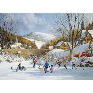 Cobble Hill (80059) - "Hockey on Frozen Lake" - 1000 pieces puzzle