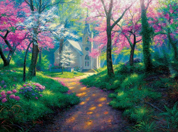 SunsOut (52915) - Mark Keathley: "Spring Chapel" - 1000 pieces puzzle