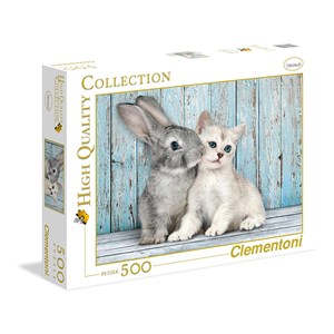 Clementoni (35004) - "Cat & Bunny" - 500 pieces puzzle