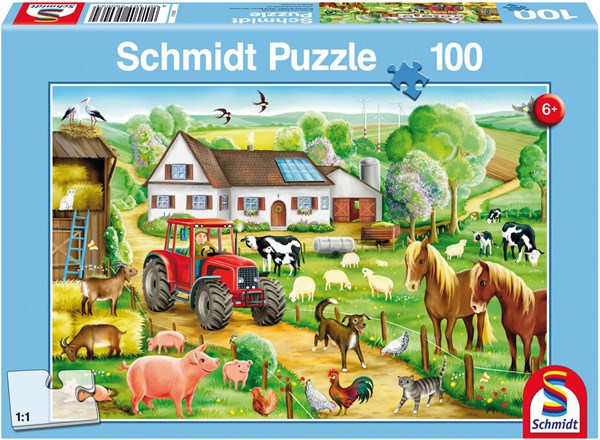 Schmidt Spiele (56003) - "Merry Farmyard" - 100 pieces puzzle