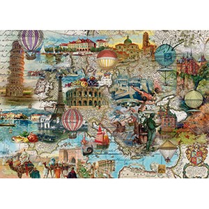 Schmidt Spiele (58205) - "Hot-air Balloon Flight through Europe" - 1000 pieces puzzle