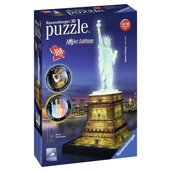 Ravensburger (12596) - "Statue of Liberty - Night Edition" - 108 pieces puzzle