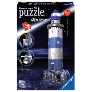Ravensburger (12577) - "Lighthouse, Night Edition" - 216 pieces puzzle