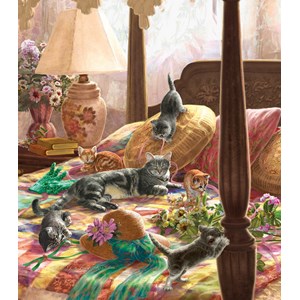 SunsOut (59791) - Liz Goodrick-Dillon: "Kittens on the Bed" - 550 pieces puzzle