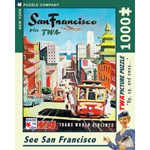 New York Puzzle Co (AA701) - David Klein: "See San Francisco, TWA Travel Posters" - 1000 pieces puzzle