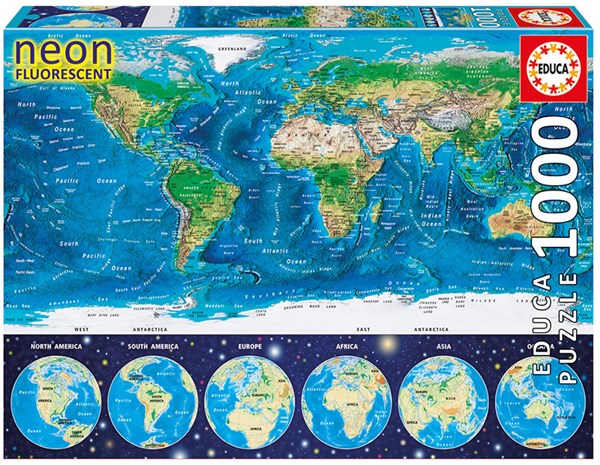 Educa (16760) - "Neon World Map" - 1000 pieces puzzle