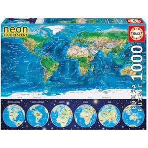 Educa (16760) - "Neon World Map" - 1000 pieces puzzle