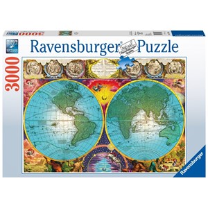 Ravensburger (17074) - Tom Antonishak: "Antique Map" - 3000 pieces puzzle