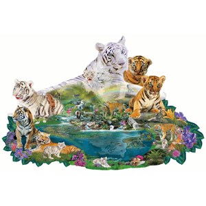 SunsOut (96108) - Alixandra Mullins: "Tigers at the Pool" - 1000 pieces puzzle