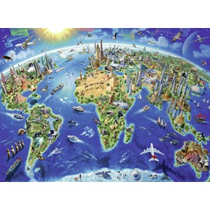 Ravensburger (13227) - Adrian Chesterman: "World Landmarks Map" - 300 pieces puzzle