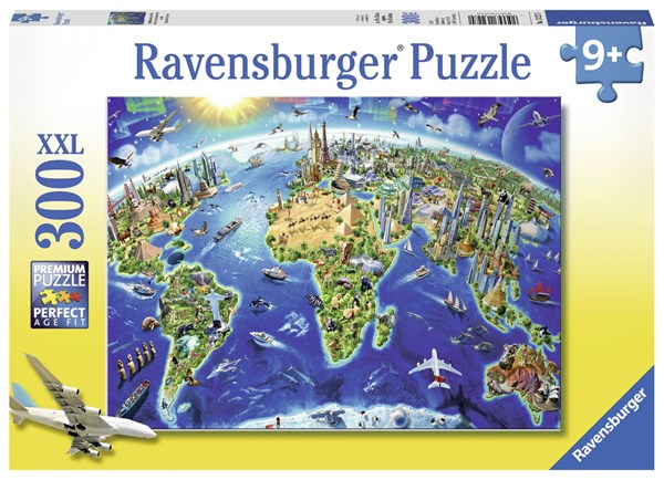 Ravensburger (13227) - Adrian Chesterman: "World Landmarks Map" - 300 pieces puzzle