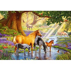 Castorland (C-103737) - "Horses by the Stream" - 1000 pieces puzzle