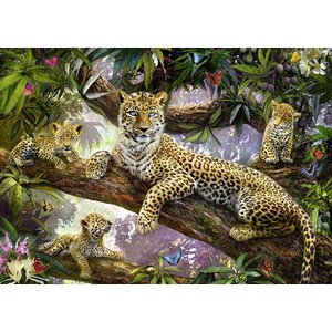 Ravensburger (19148) - "Leopard Family" - 1000 pieces puzzle