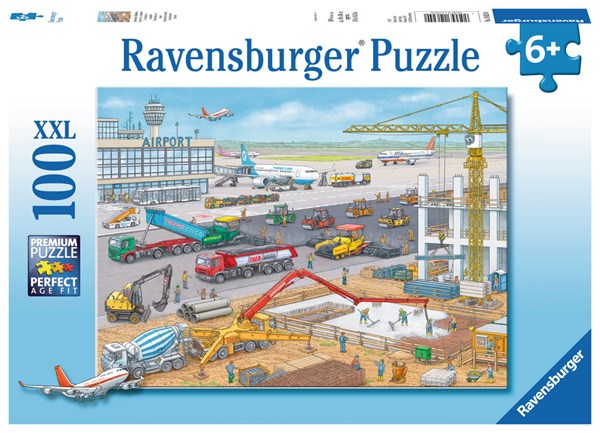 Ravensburger (10624) - "Construction Site at the Airport" - 100 pieces puzzle