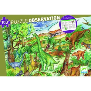 Djeco (07424) - "Discover the Dinosaurs + Poster" - 100 pieces puzzle