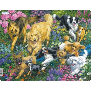 Larsen (FH33) - "Dogs in a field with flowers" - 32 pieces puzzle