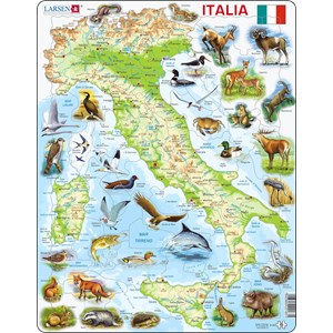 Larsen (K83-IT) - "Map of Italy (in Italian)" - 65 pieces puzzle