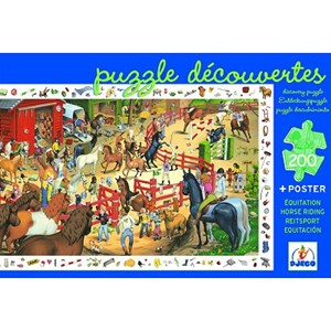 Djeco (07454) - "Horse riding + Poster" - 200 pieces puzzle